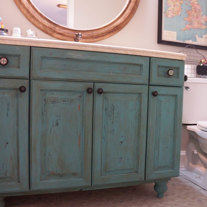 bathroom vanity makeover turqoise