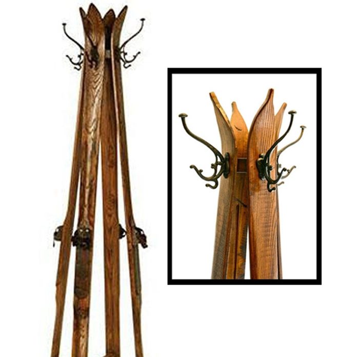 vintage skis coat rack
