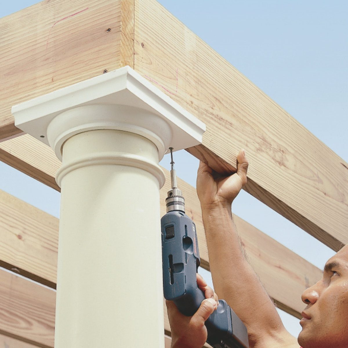 attach the capitals pergola 