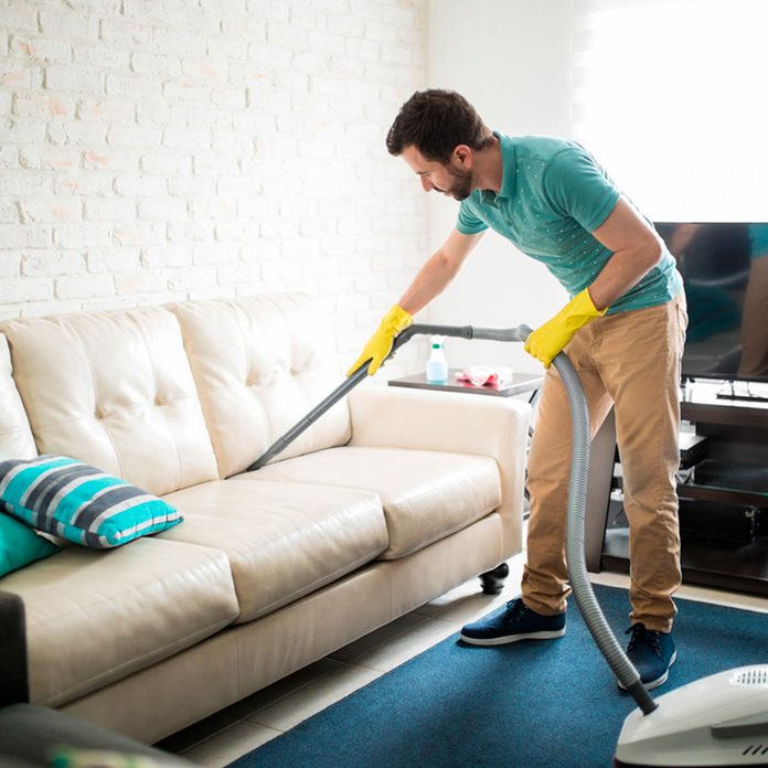 cleaning the sofa