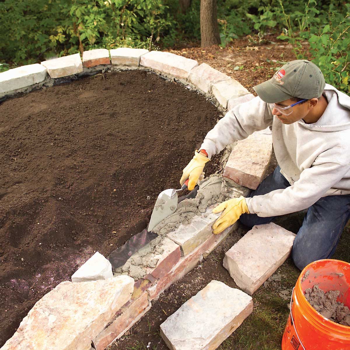 Mortar the capstones in place