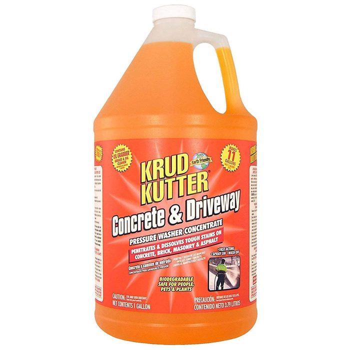 A gallon jug of orange cleaner is labeled 