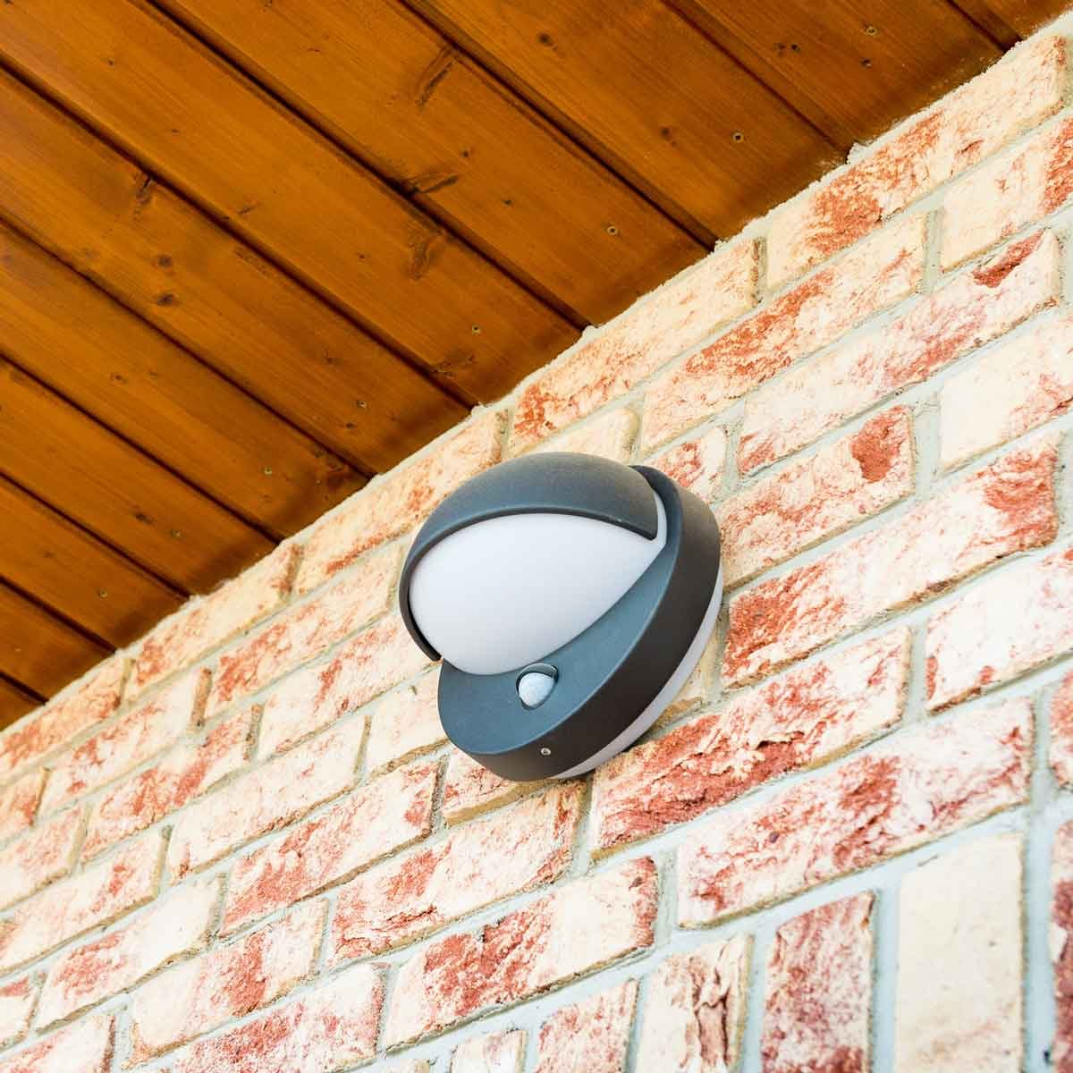 Motion sensor light on a wall