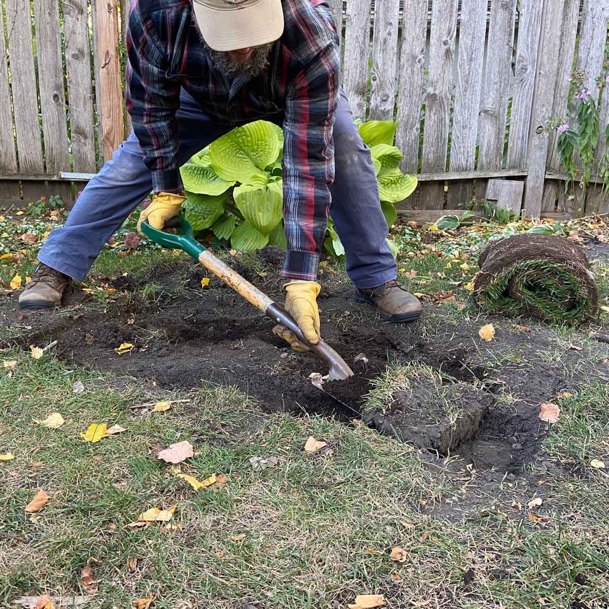 Shovel the sod area