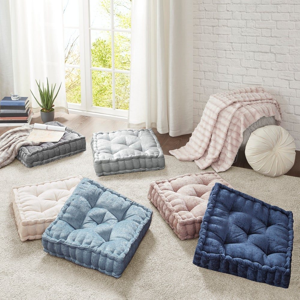 Intelligent Designs Charvi Poly Chenille Square Floor Pillow Cushion