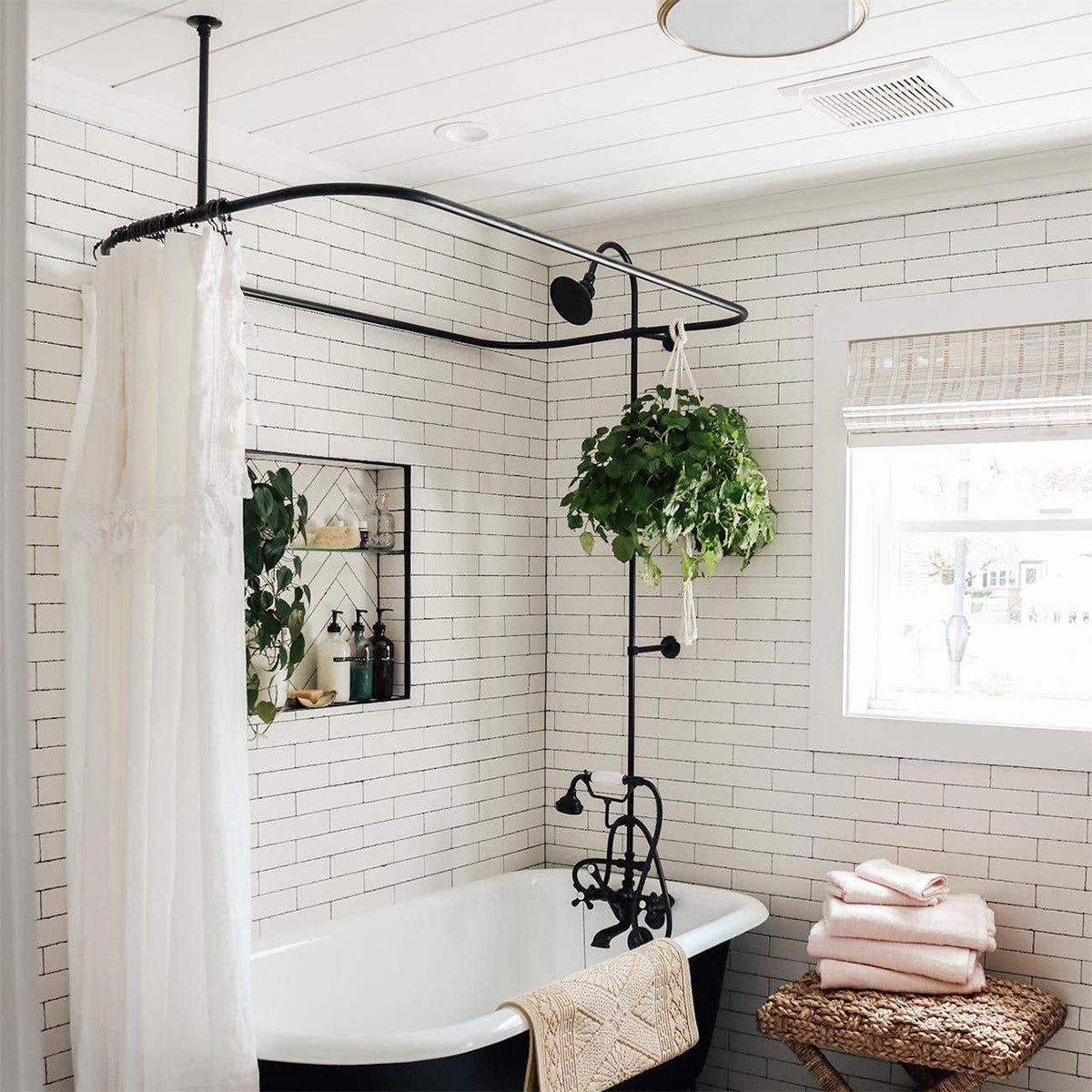 Claw Foot Tub With Wall Mounted Enclosure Shower