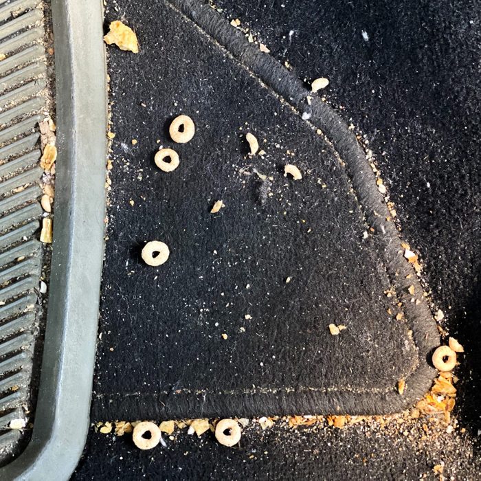 messy floor of car
