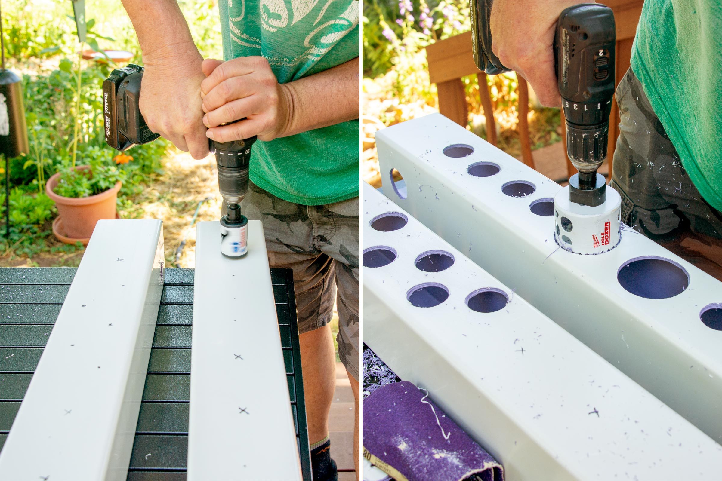 drilling large circular holes in the top