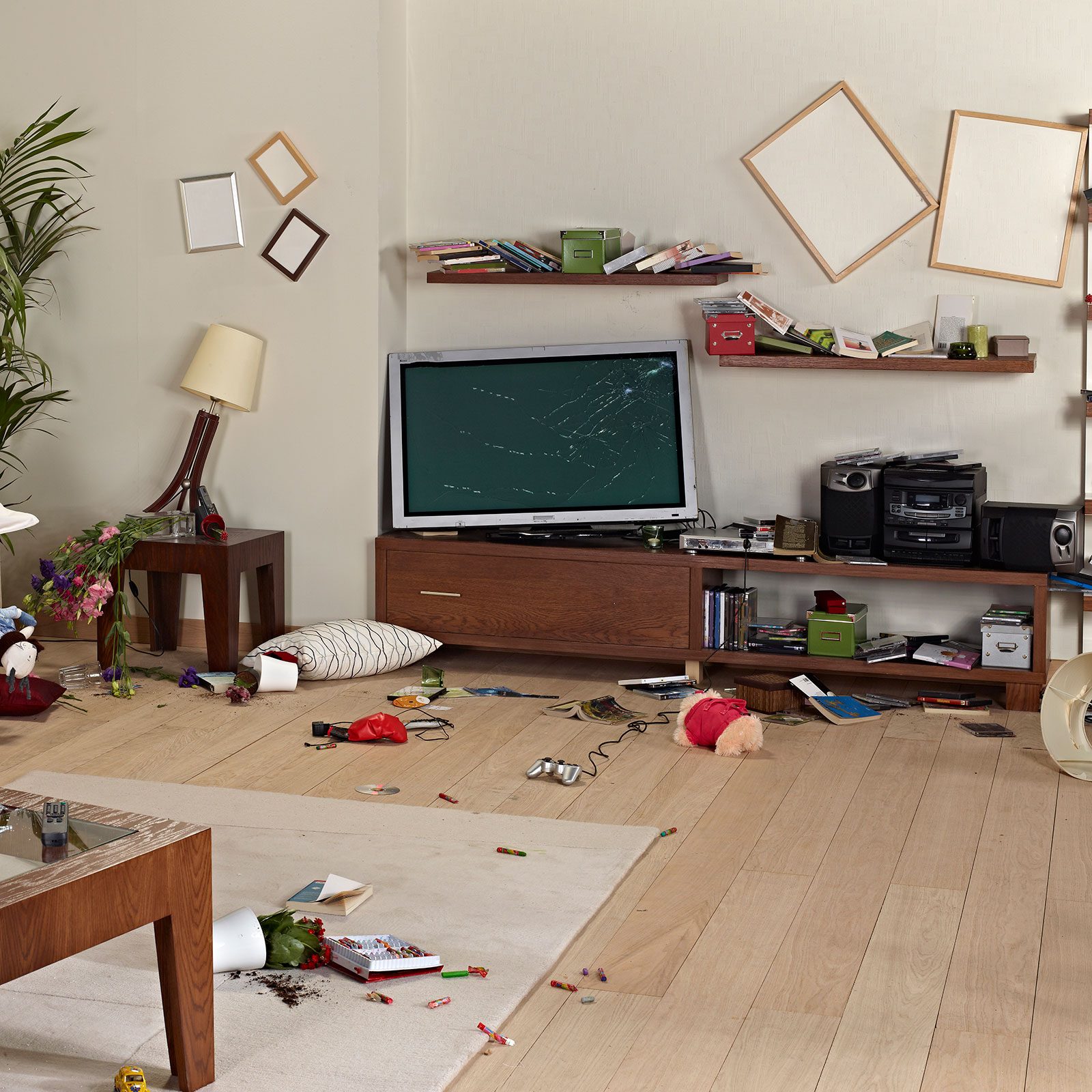 Living Room Damage from Earthquake inside of home