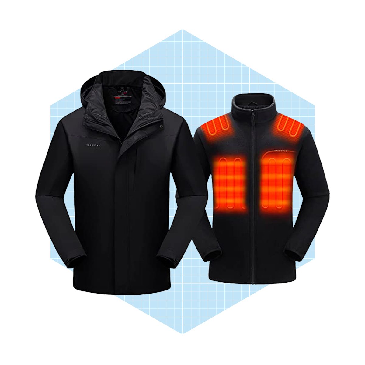 Venustas Men's 3 In 1 Heated Jacket With Battery Ecomm Amazon.com