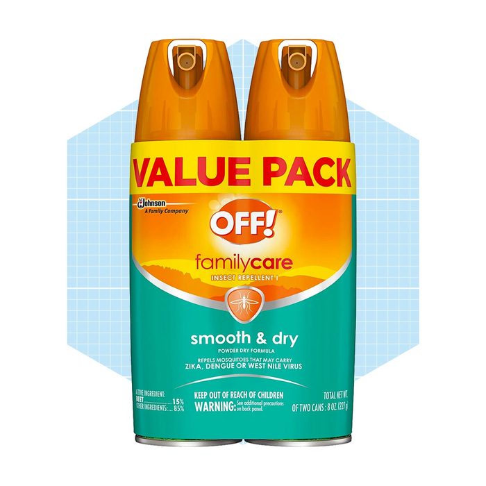 Two cans of OFF! insect repellent are positioned together, labeled 