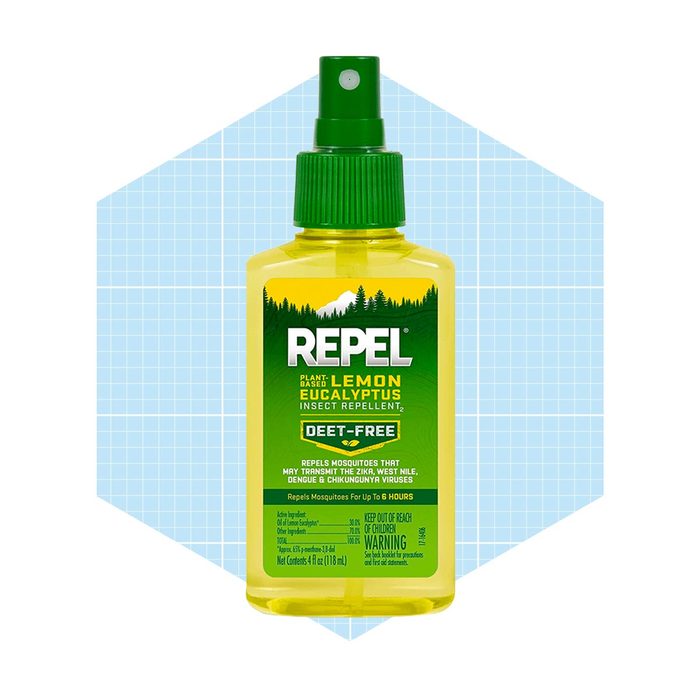 A yellow spray bottle labeled 