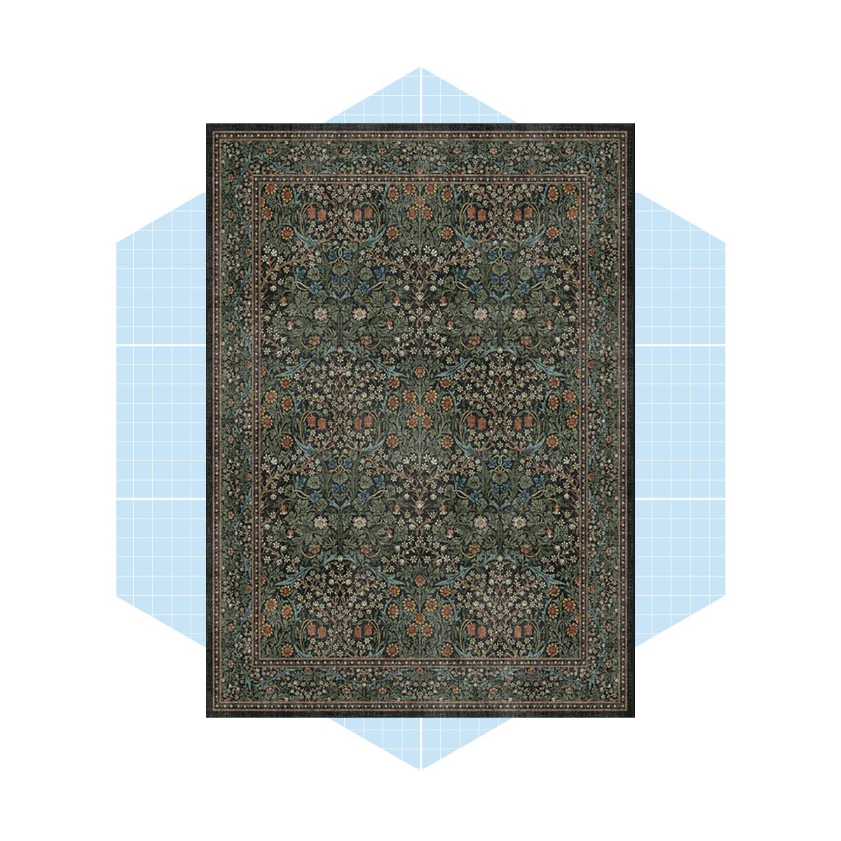  Morris & Co. Blackthorn Forest Green Rug Ecomm Via Ruggable