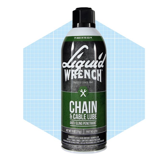 A spray can labeled 