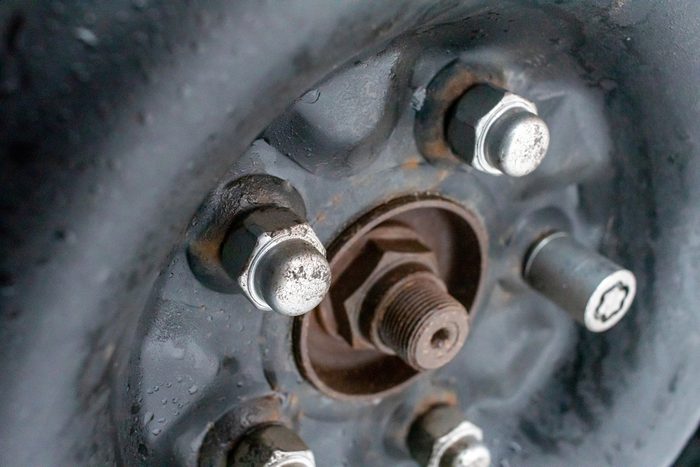 car wheel with lug nuts