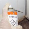Spray chemicals to kill termites in the wall holes