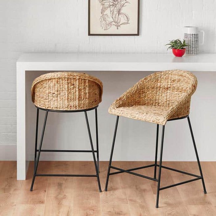 Natural Woven Hyacinth Counter Stool Via Homedepot.com