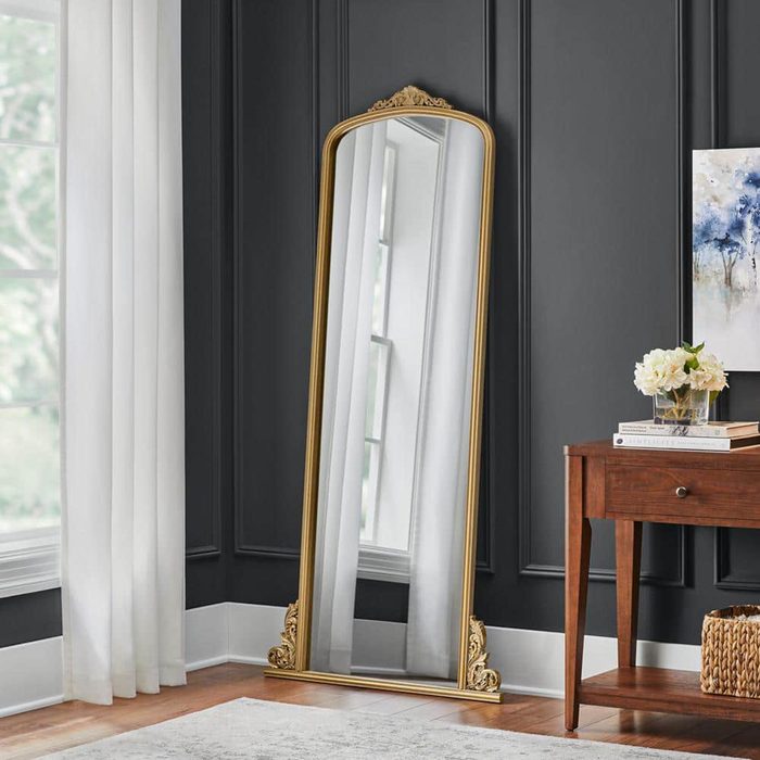 Oversized Arched Vintage Style Gold Mirror Via Homedepot.com